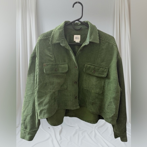 BDG Jackets & Blazers - Urban Outfitters BDG Olive Green Oversized Ribbed Corduroy Cropped Jacket Sz XS